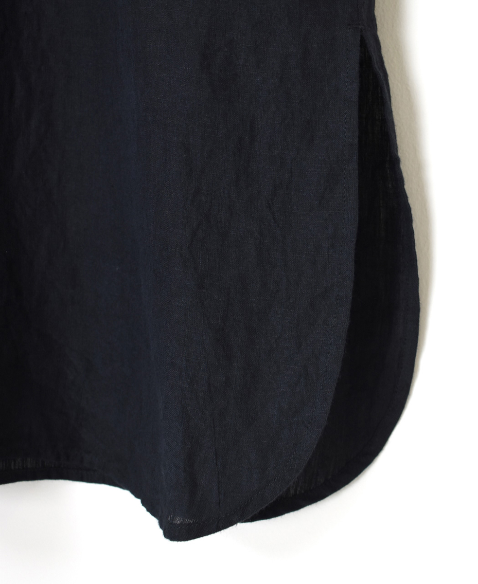 INSL25202(チュニック) 60s LINEN PLAIN BANDED COLLAR 3/4SL TUNIC