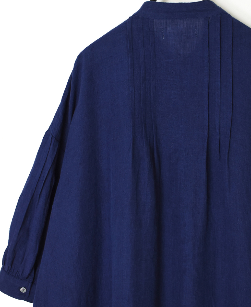 INSL25203(ワンピース) 60s LINEN PLAIN BANDED COLLAR 3/4SL PINTUCK DRESS
