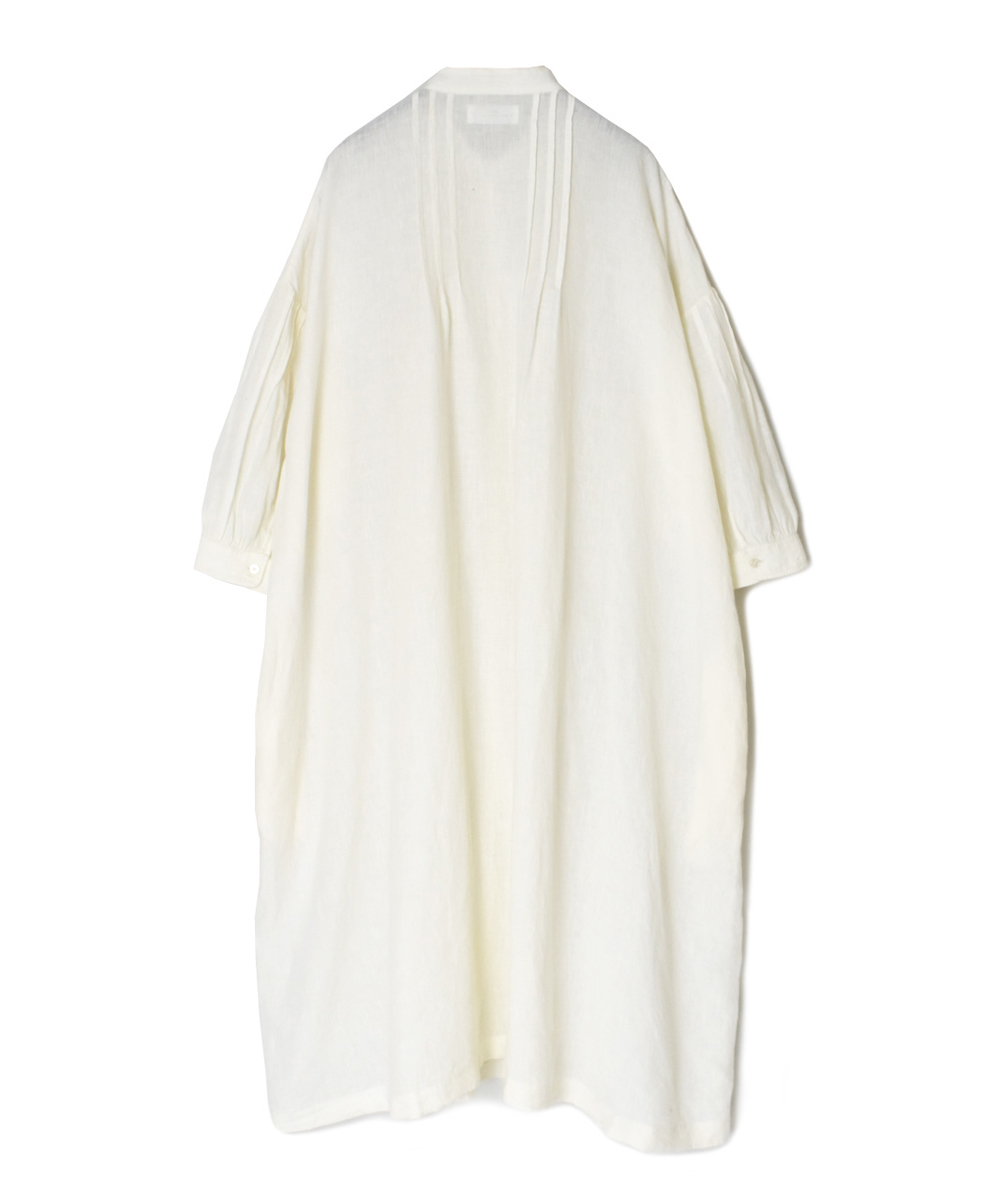 INSL25203(ワンピース) 60s LINEN PLAIN BANDED COLLAR 3/4SL PINTUCK DRESS