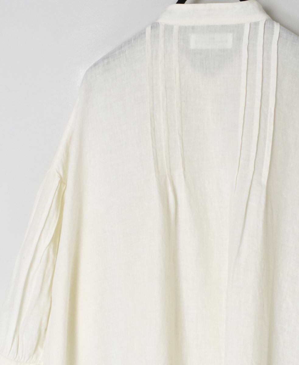INSL25203(ワンピース) 60s LINEN PLAIN BANDED COLLAR 3/4SL PINTUCK DRESS