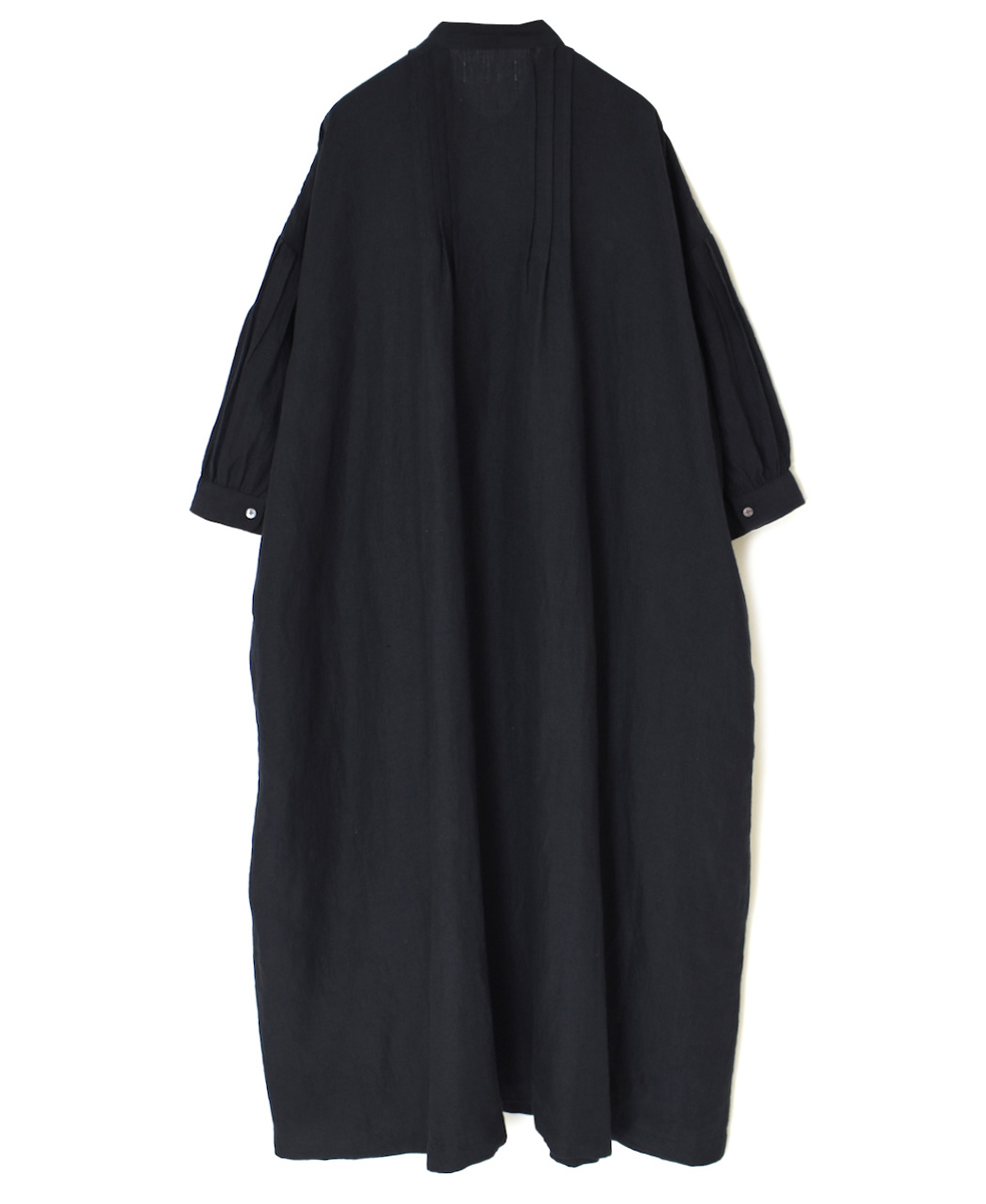 INSL25203(ワンピース) 60s LINEN PLAIN BANDED COLLAR 3/4SL PINTUCK DRESS