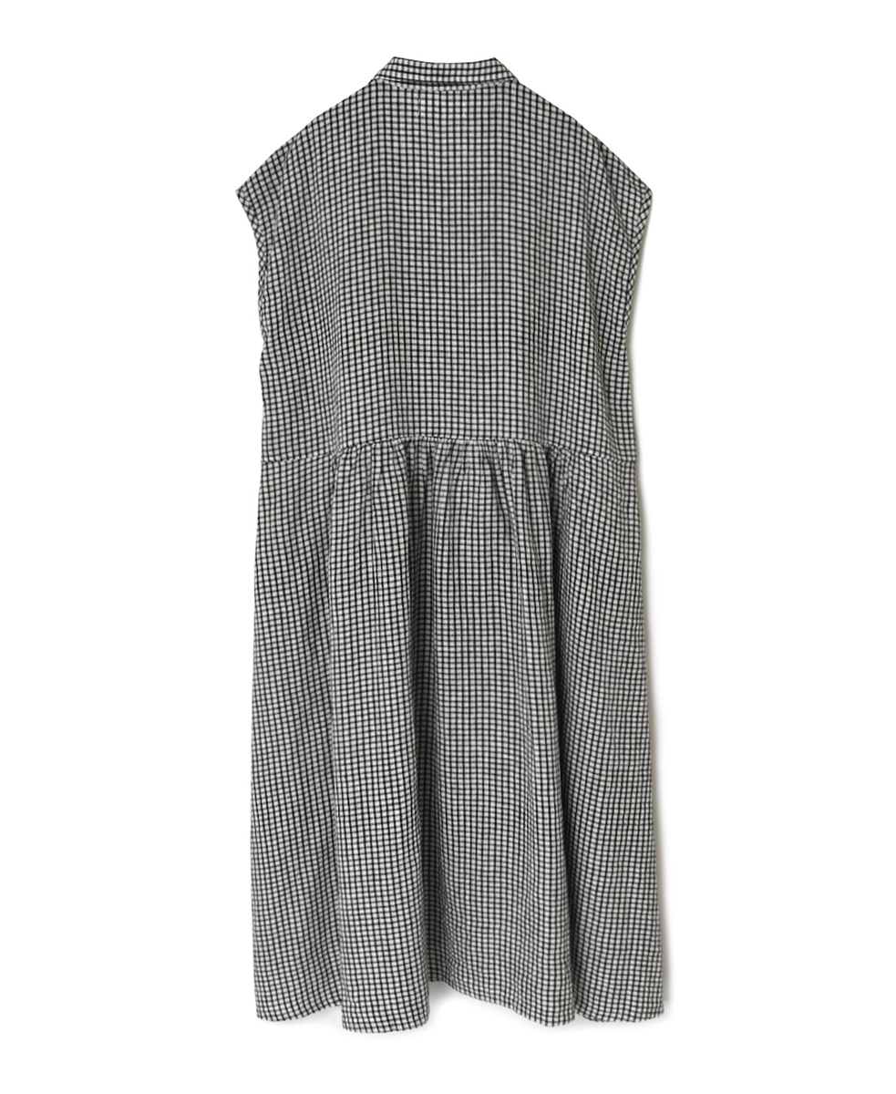 INSL25214(ワンピース) 60s LINEN CHECK OPEN COLLAR SHIRT DRESS