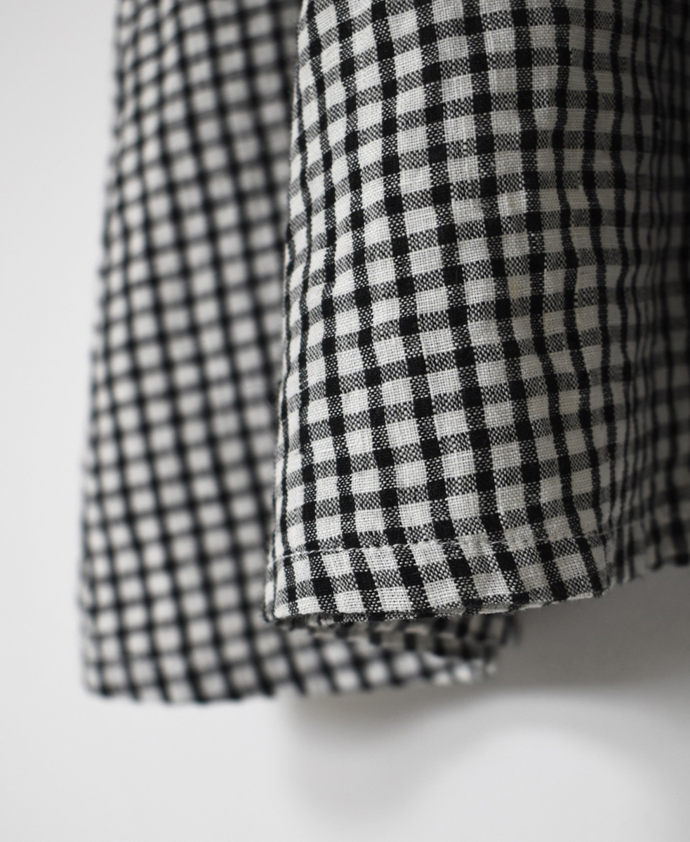 INSL25214(ワンピース) 60s LINEN CHECK OPEN COLLAR SHIRT DRESS