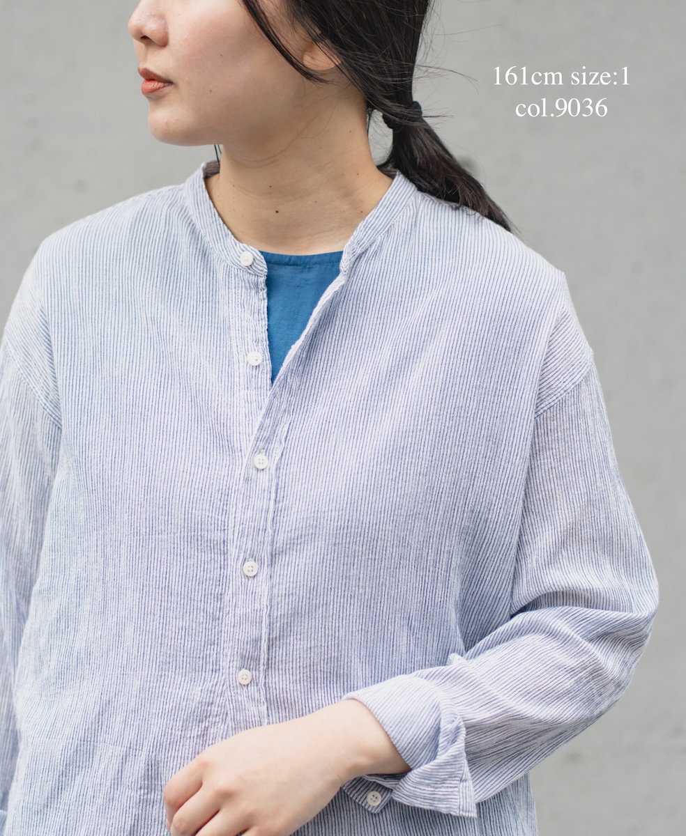 INAM2501GSD(シャツ) SINGLE GAUZE STRIPE OVERDYE UTILITY SHIRT