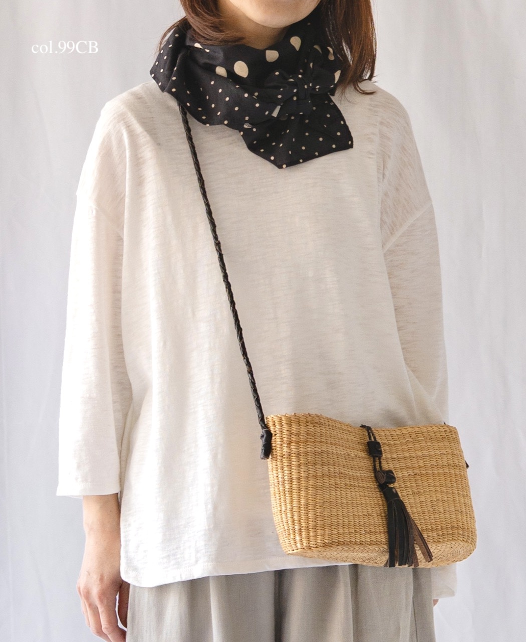 NSL22017 (スカーフ) COTTON VOILE DOT PRINT TRIANGLE SCARF