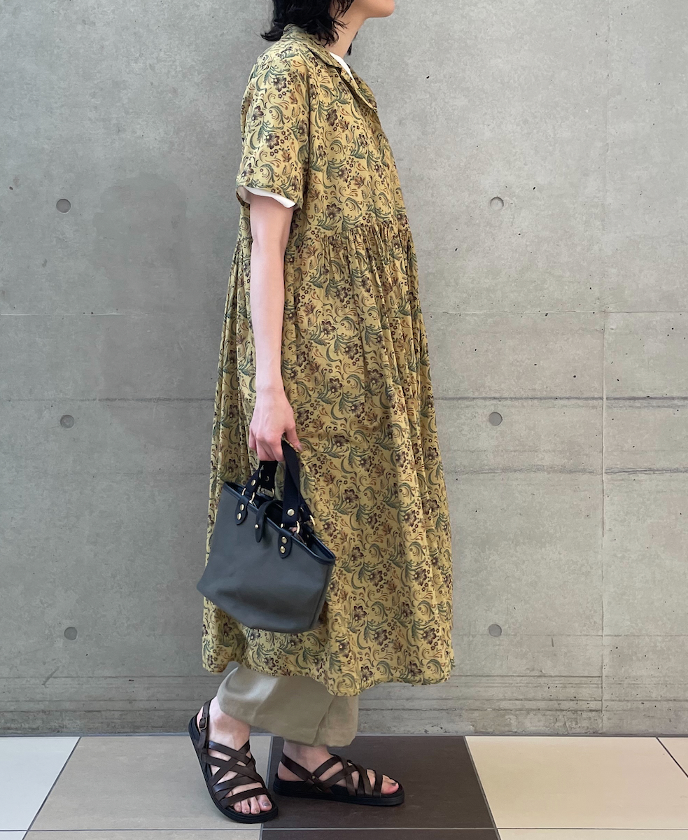 NSL25094(ワンピース) 80s VOILE PAISLEY FLOWER PRINT OPEN COLLAR SHIRT DRESS
