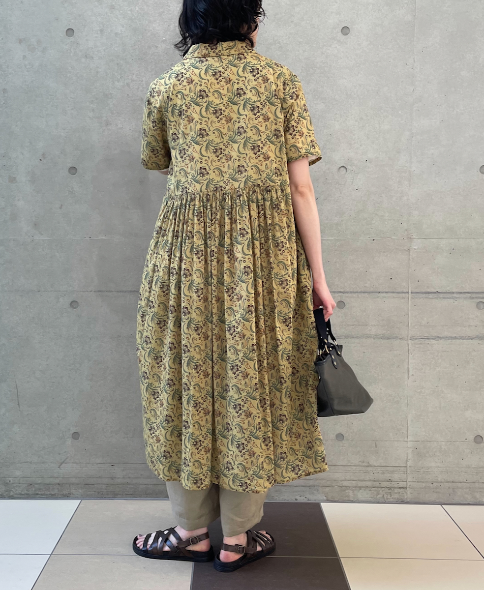 NSL25094(ワンピース) 80s VOILE PAISLEY FLOWER PRINT OPEN COLLAR SHIRT DRESS