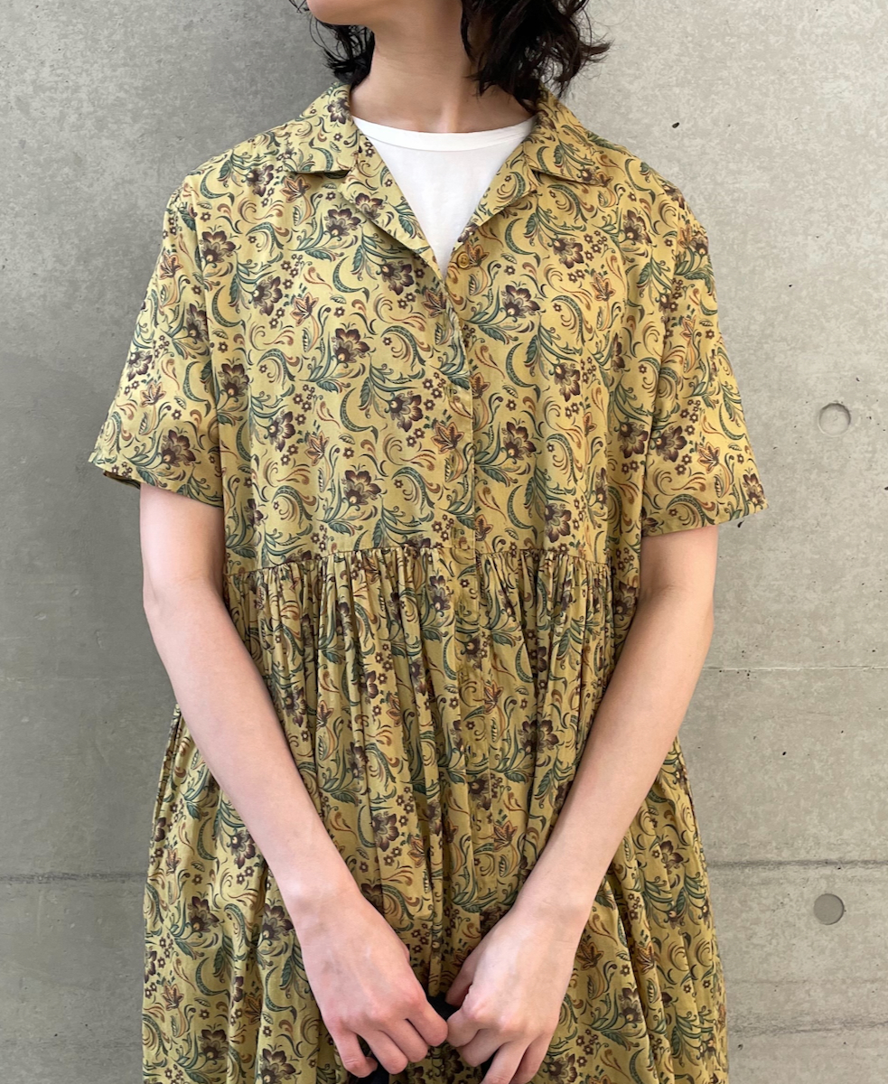 NSL25094(ワンピース) 80s VOILE PAISLEY FLOWER PRINT OPEN COLLAR SHIRT DRESS