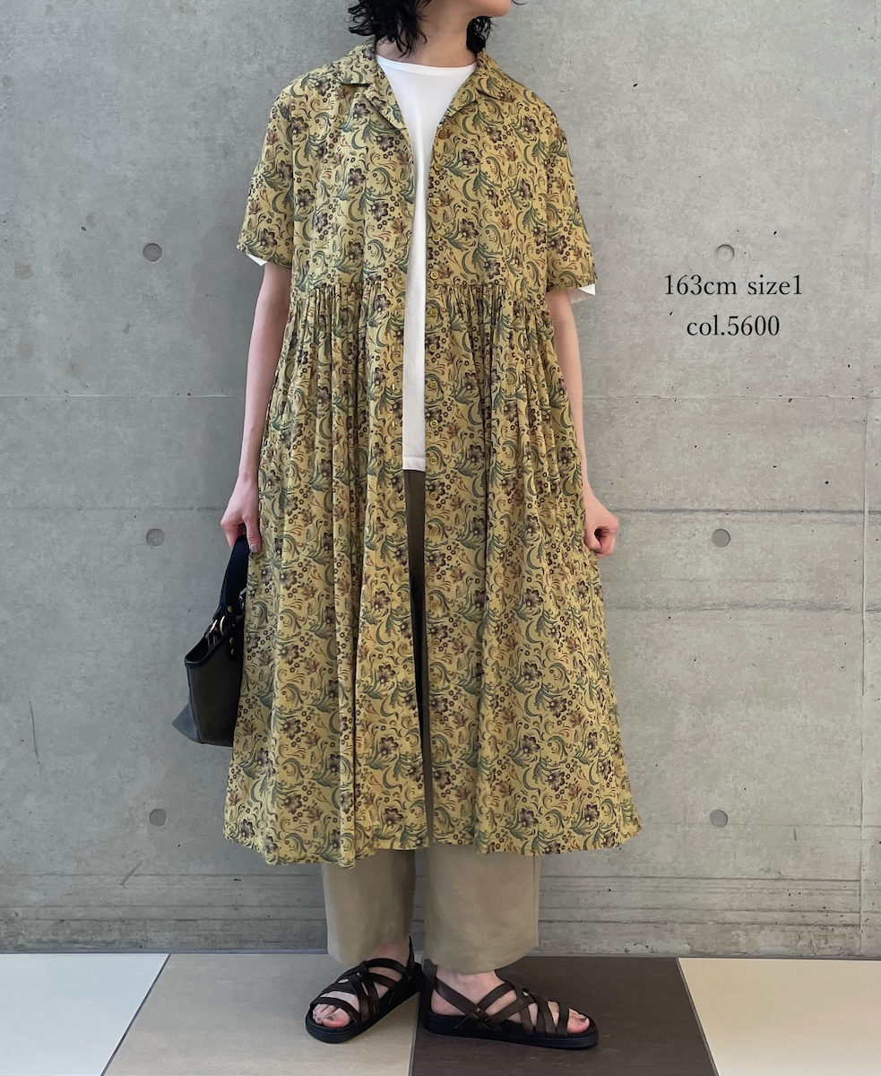 NSL25094(ワンピース) 80s VOILE PAISLEY FLOWER PRINT OPEN COLLAR SHIRT DRESS