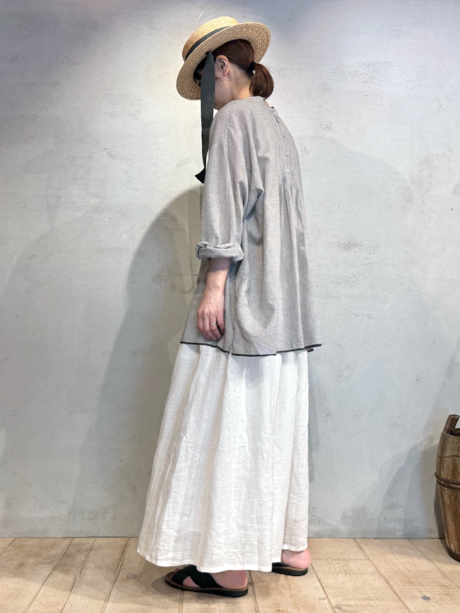 NMDS25245(スカート) 80s POWER LOOM LINEN PLAIN GATHERED SKIRT WITH LINING