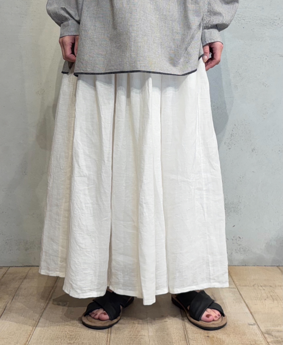 NMDS25245(スカート) 80s POWER LOOM LINEN PLAIN GATHERED SKIRT WITH LINING