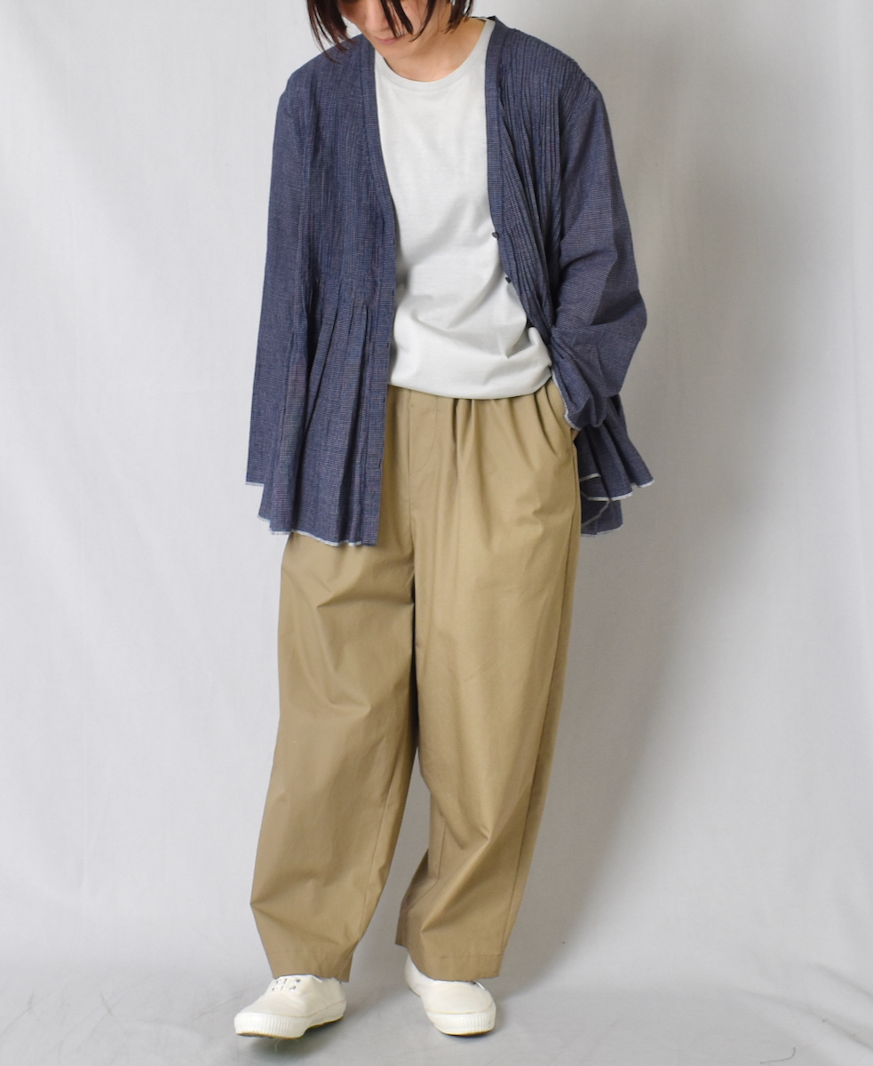 INMDS25051(ブラウス) HANDWOVEN COTTON SINGLE CHECK WRAP BLOUSE WITH PINTUCK