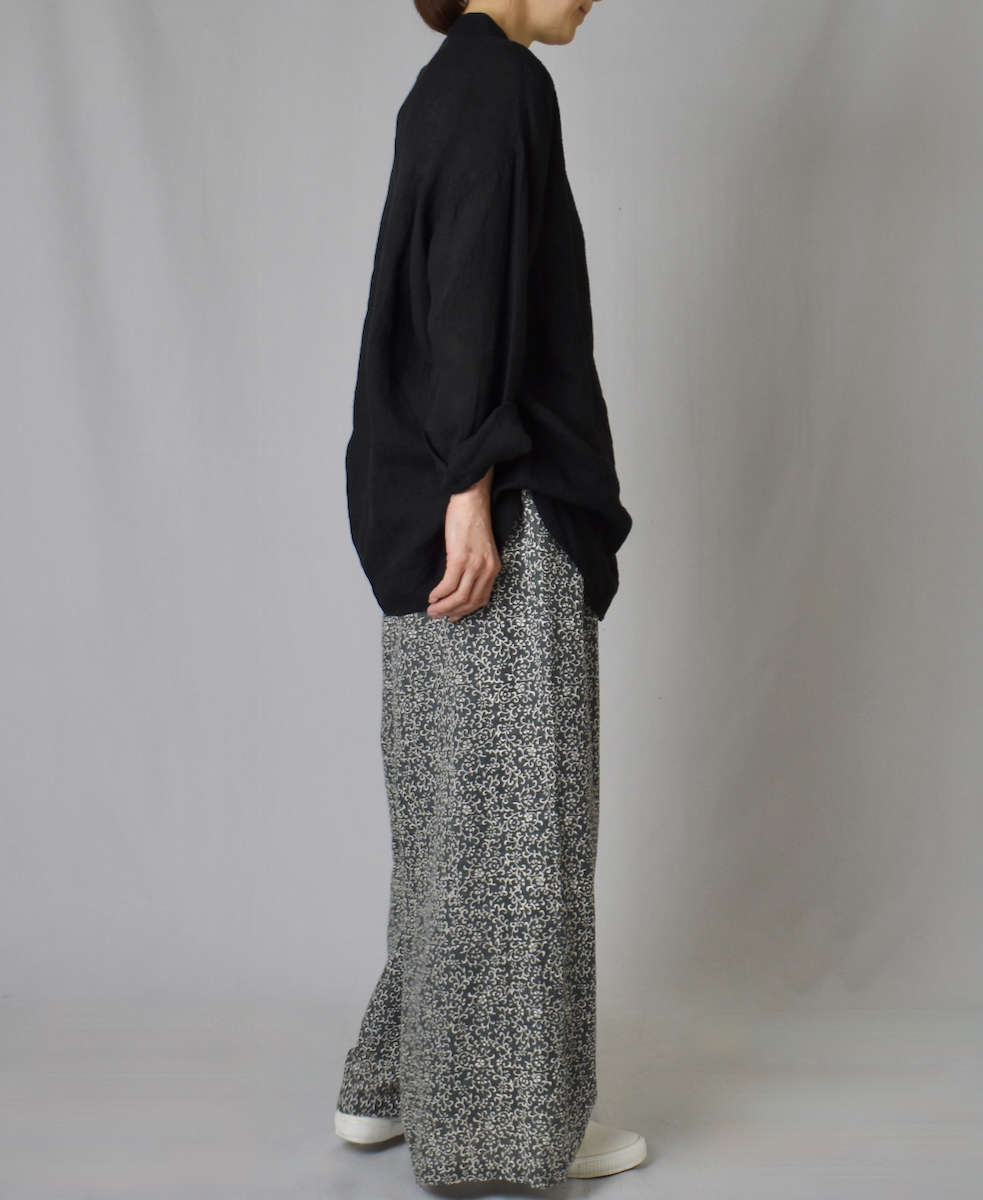 INMDS25095(パンツ) POWER LOOM COTTON DOBIE CHECK ARABESQUE SCREEN PRINT EASY PANTS