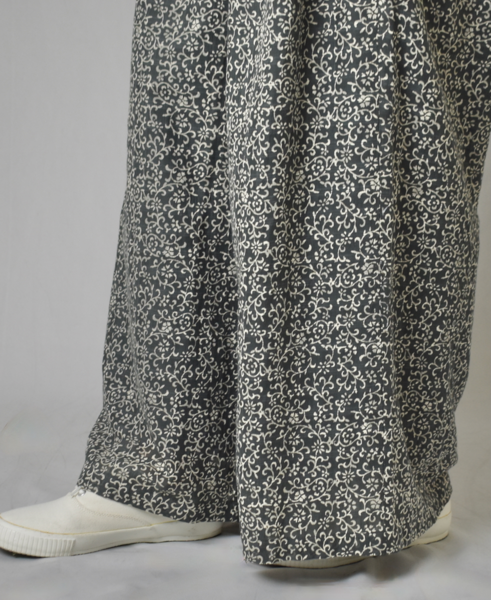 INMDS25095(パンツ) POWER LOOM COTTON DOBIE CHECK ARABESQUE SCREEN PRINT EASY PANTS