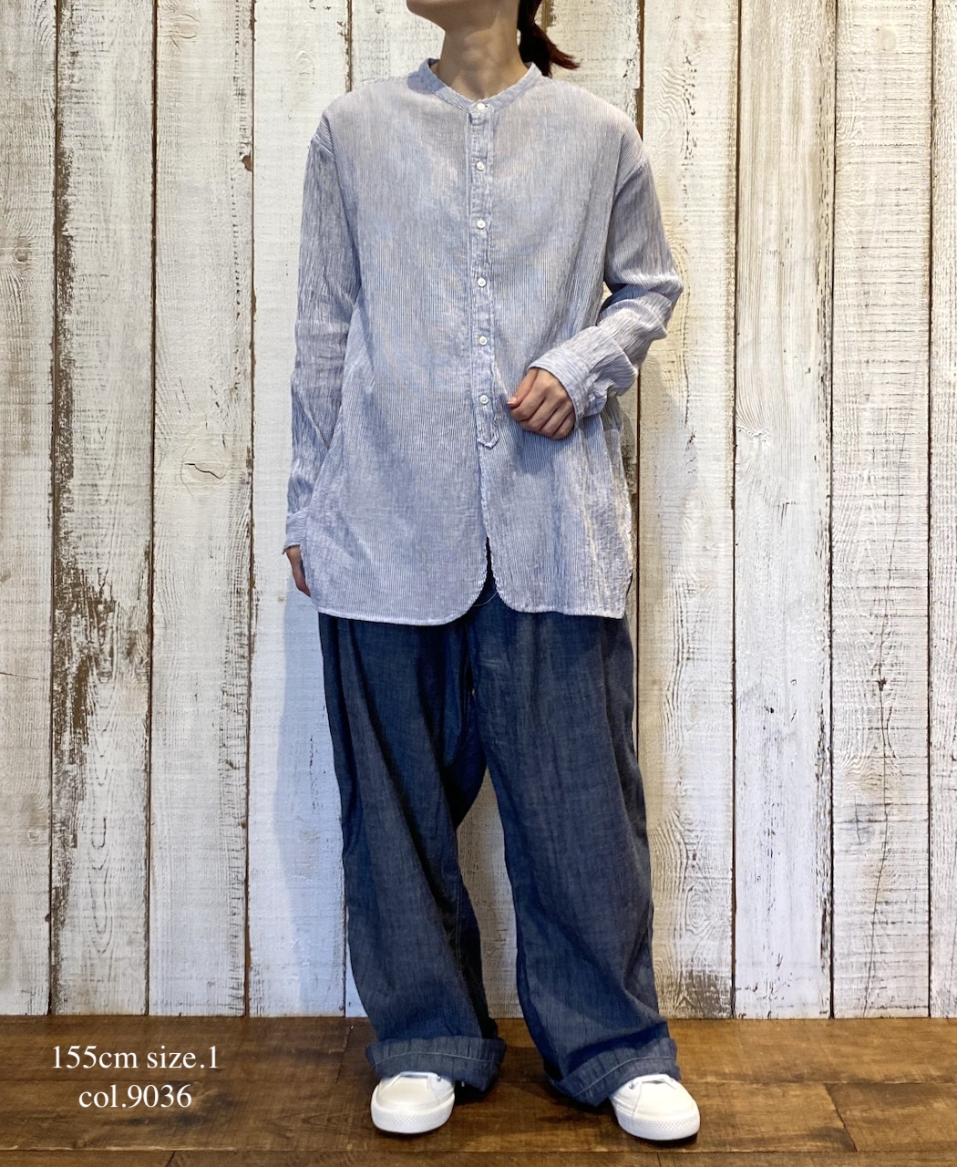 INAM2501GSD(シャツ) SINGLE GAUZE STRIPE OVERDYE UTILITY SHIRT