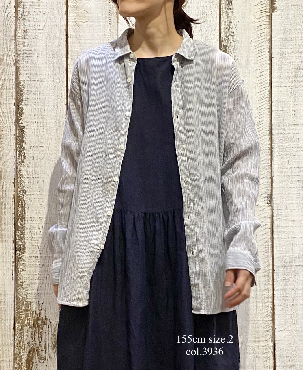 INAM2502GSD(シャツ) SINGLE GAUZE STRIPE OVERDYE UTILITY REGULAR COLLAR SHIRT