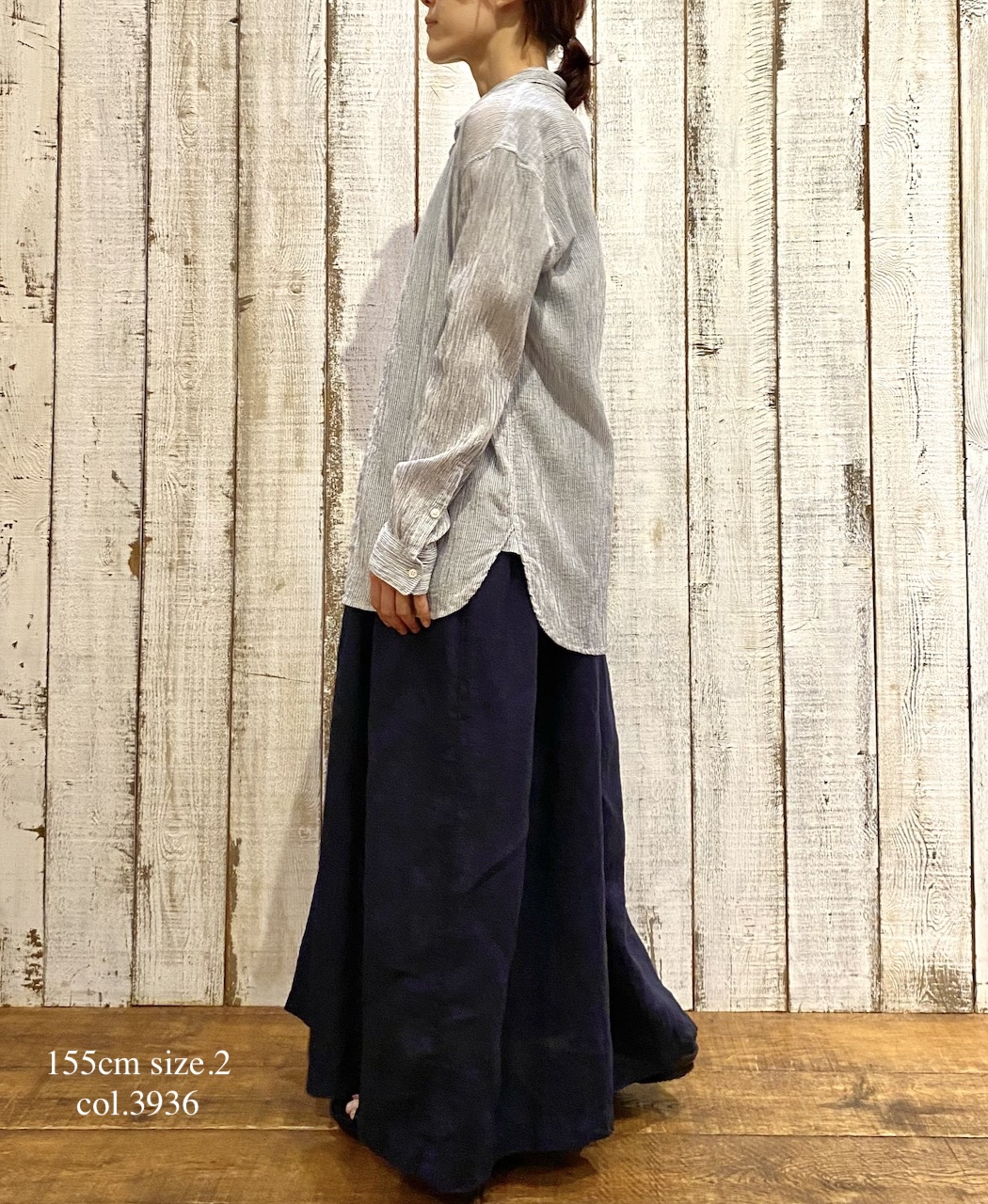 INAM2502GSD(シャツ) SINGLE GAUZE STRIPE OVERDYE UTILITY REGULAR COLLAR SHIRT