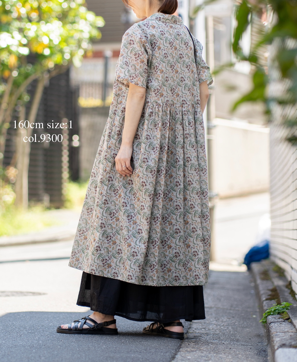 NSL25094(ワンピース) 80s VOILE PAISLEY FLOWER PRINT OPEN COLLAR SHIRT DRESS