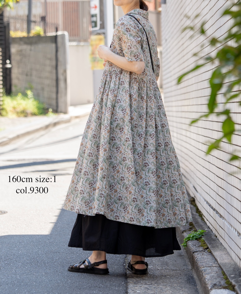 NSL25094(ワンピース) 80s VOILE PAISLEY FLOWER PRINT OPEN COLLAR SHIRT DRESS