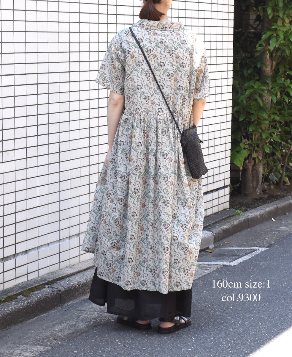 NSL25094(ワンピース) 80s VOILE PAISLEY FLOWER PRINT OPEN COLLAR SHIRT DRESS