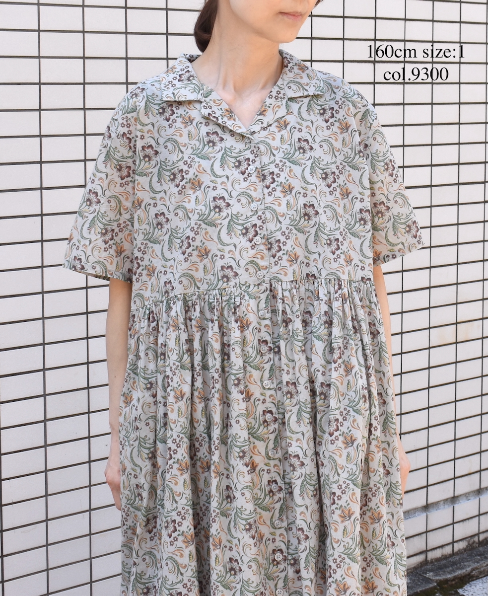NSL25094(ワンピース) 80s VOILE PAISLEY FLOWER PRINT OPEN COLLAR SHIRT DRESS