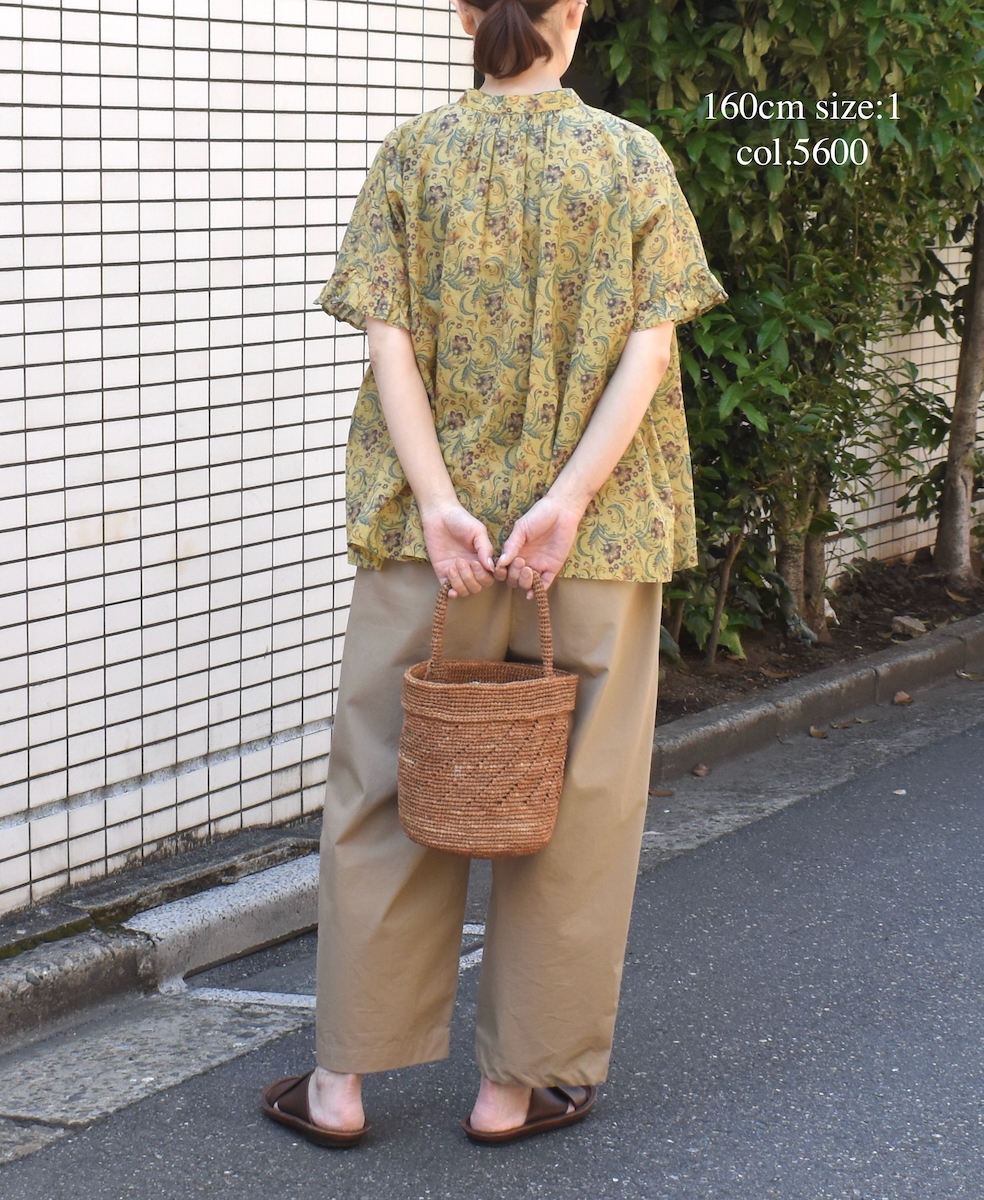 NSL25091(シャツ) 80s VOILE PAISLEY FLOWER PRINT BANDED COLLAR FRILL/SL SHIRT