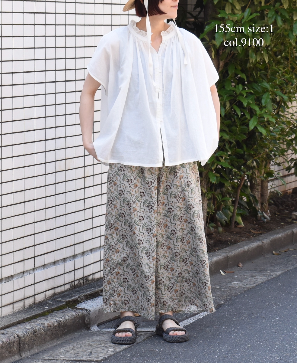 NSL25061(ブラウス) VOILE LACE NECK LACE GATHERED SMOCK
