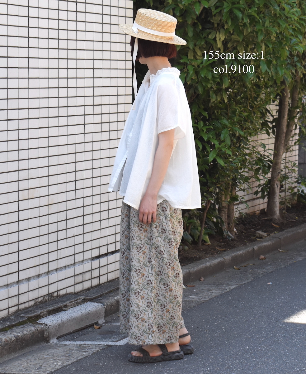 NSL25061(ブラウス) VOILE LACE NECK LACE GATHERED SMOCK