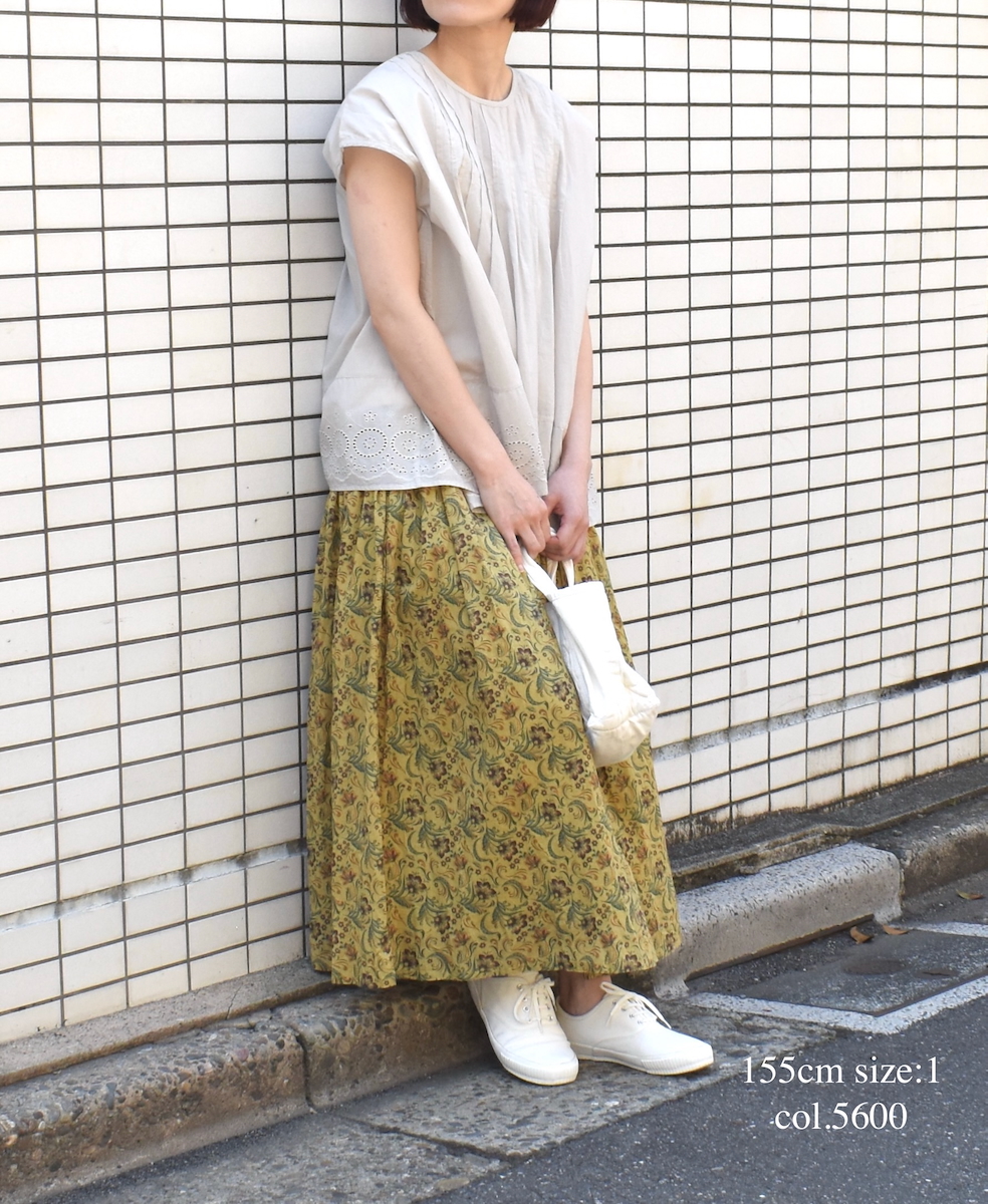 NSL25095(スカート) 80s VOILE PAISLEY FLOWER PRINT GATHERD SKIRT