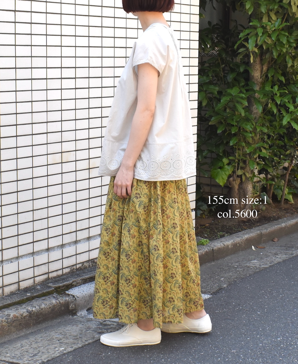 NSL25095(スカート) 80s VOILE PAISLEY FLOWER PRINT GATHERD SKIRT