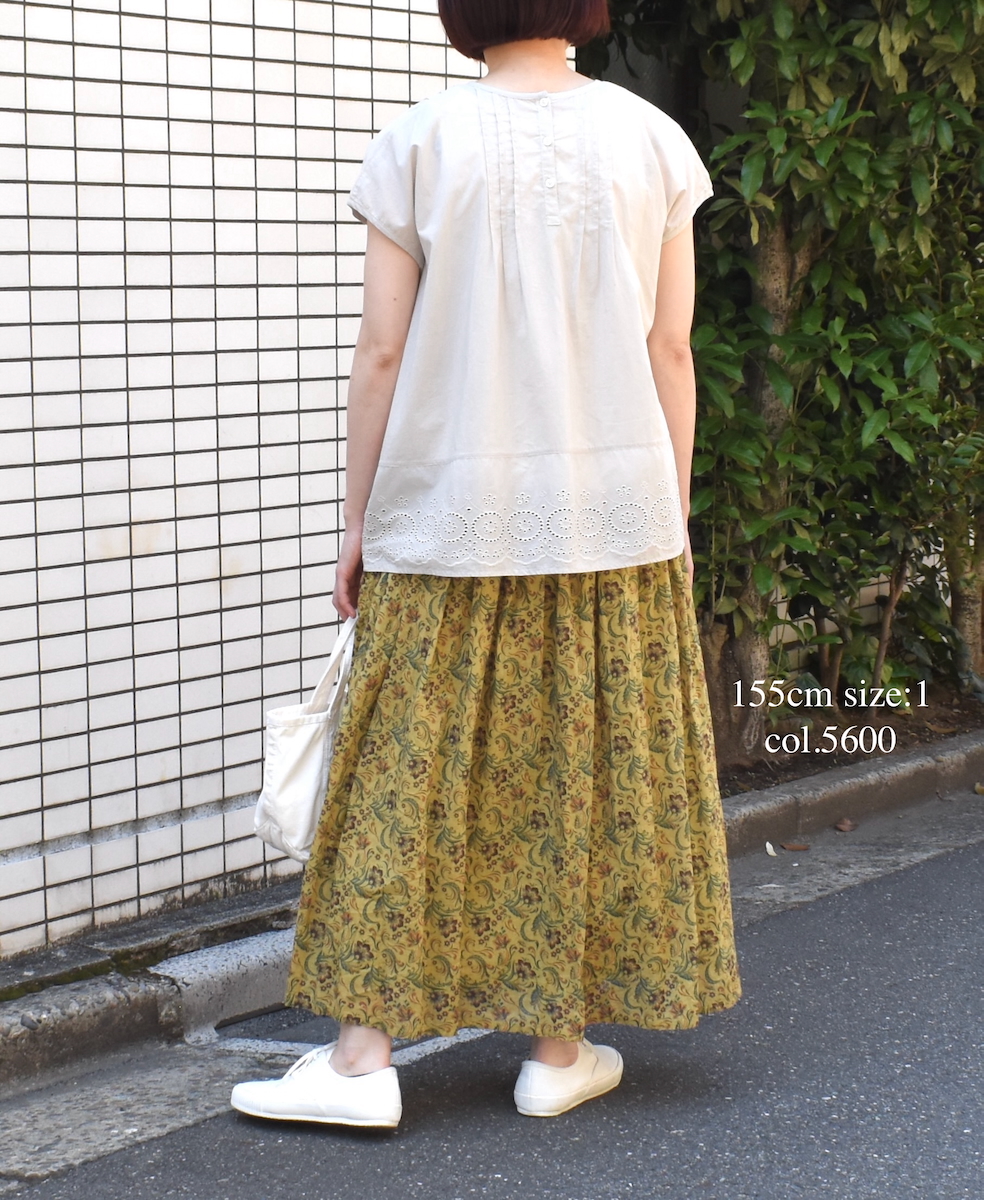 NSL25095(スカート) 80s VOILE PAISLEY FLOWER PRINT GATHERD SKIRT