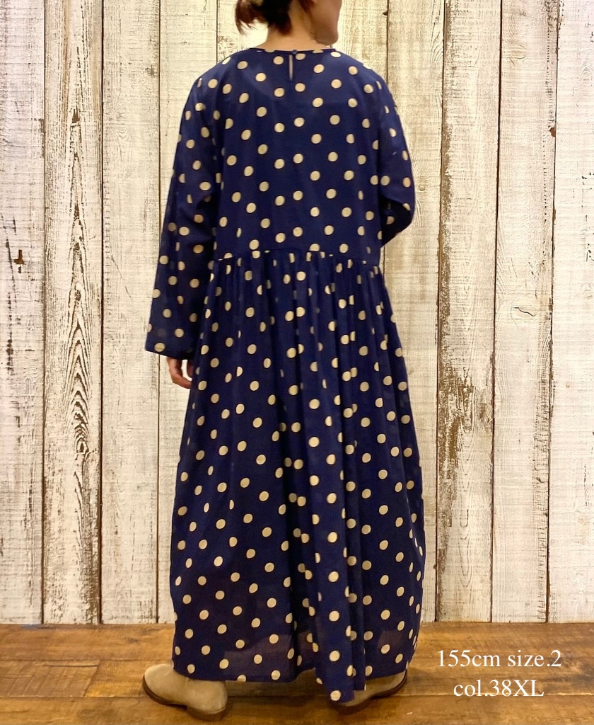 NSL25011(ワンピース)80sCOTTON VOILE DOT PRINT CREW-NECK PULLOVER DRESS