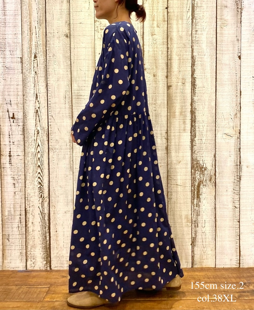NSL25011(ワンピース)80sCOTTON VOILE DOT PRINT CREW-NECK PULLOVER DRESS