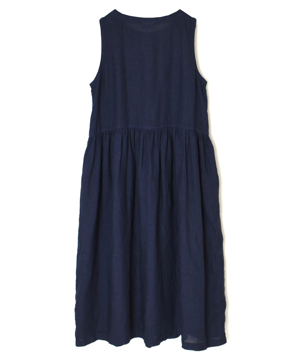 NAM1633LP (ワンピース) LINEN PLAIN (OVERDYE) BOAT NECK NO/SL ONE-PIECE