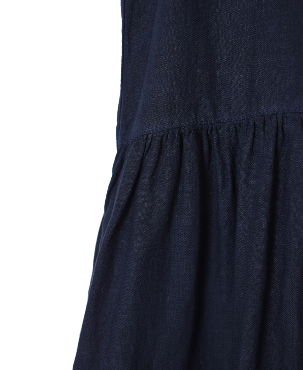 NAM1633LP (ワンピース) LINEN PLAIN (OVERDYE) BOAT NECK NO/SL ONE-PIECE
