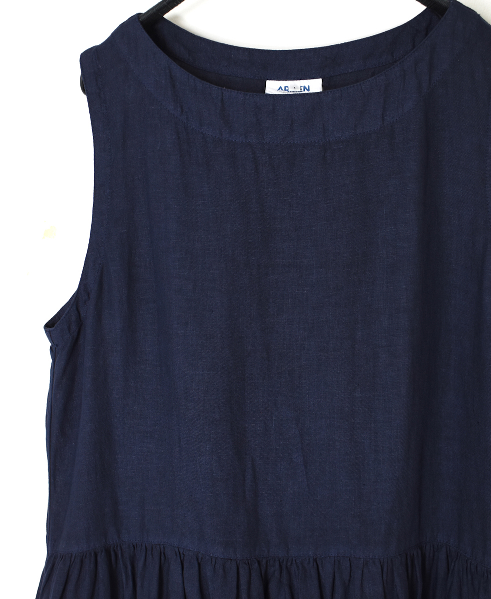 NAM1633LP (ワンピース) LINEN PLAIN (OVERDYE) BOAT NECK NO/SL ONE-PIECE