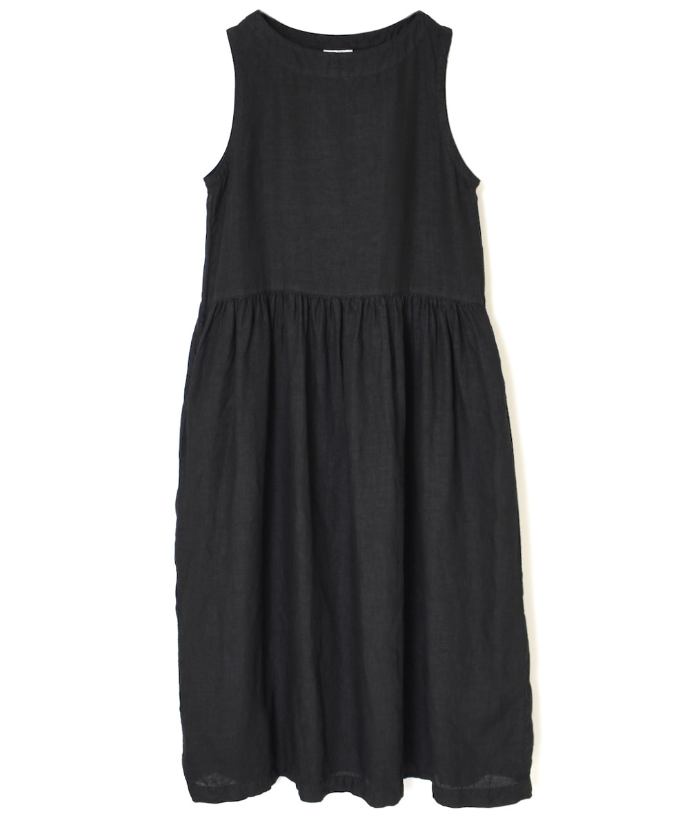 NAM1633LP (ワンピース) LINEN PLAIN (OVERDYE) BOAT NECK NO/SL ONE-PIECE