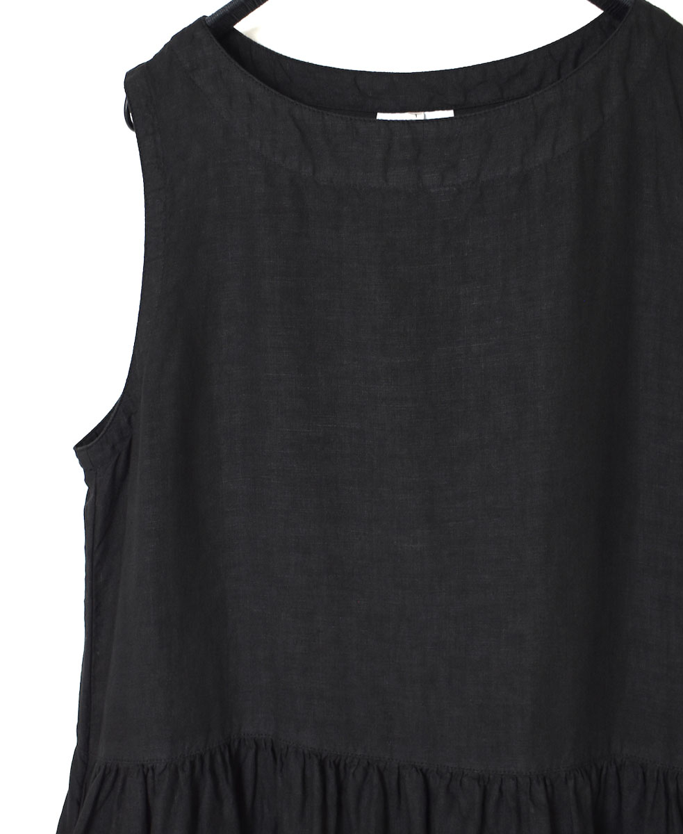NAM1633LP (ワンピース) LINEN PLAIN (OVERDYE) BOAT NECK NO/SL ONE-PIECE