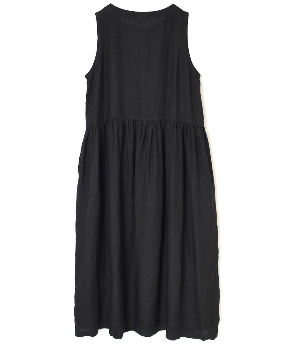 NAM1633LP (ワンピース) LINEN PLAIN (OVERDYE) BOAT NECK NO/SL ONE-PIECE