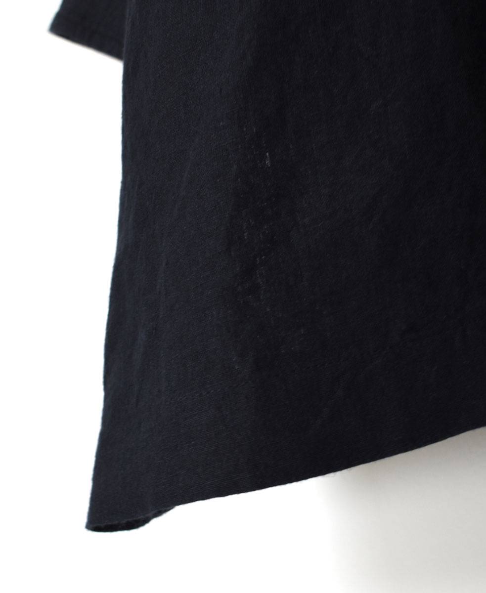 ●INSL24201(シャツ) 60s LINEN PLAIN BANDED COLLAR 3/4SL PINTUCK SHIRT