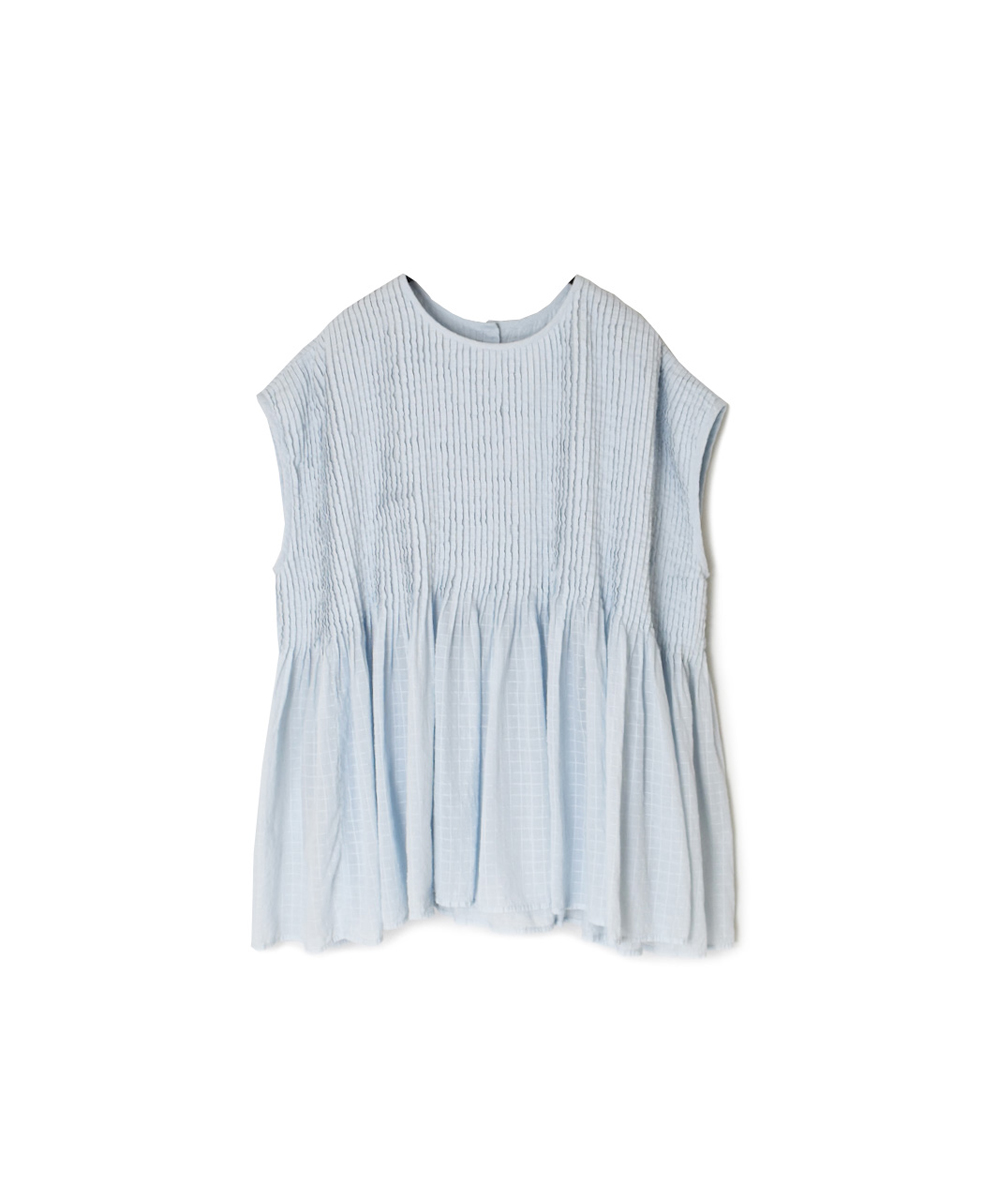 NMDS25252D(シャツ) 80s ORGANIC DOBIE CHECK(OVERDYE) CREW-NECK F/SL SHIRT WITH PINTUCK