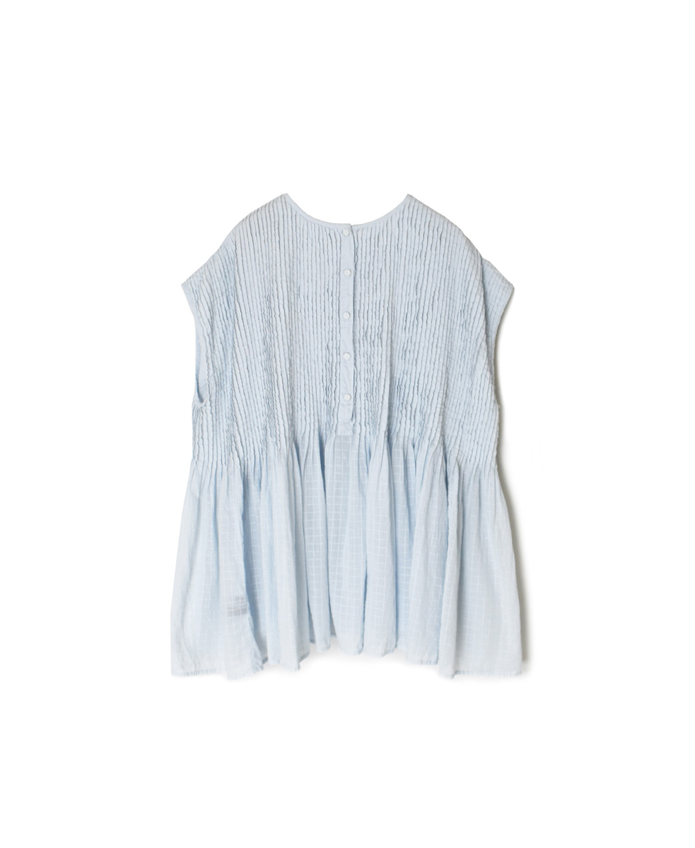 NMDS25252D(シャツ) 80s ORGANIC DOBIE CHECK(OVERDYE) CREW-NECK F/SL SHIRT WITH PINTUCK