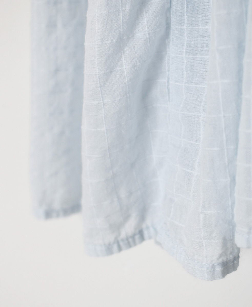 NMDS25252D(シャツ) 80s ORGANIC DOBIE CHECK(OVERDYE) CREW-NECK F/SL SHIRT WITH PINTUCK