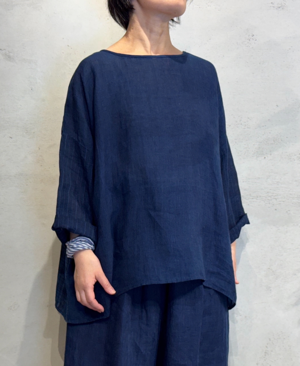 INMDS25123(スモック) YARN DYE NATURAL INDIGO DROP SHOULDER SMOCK