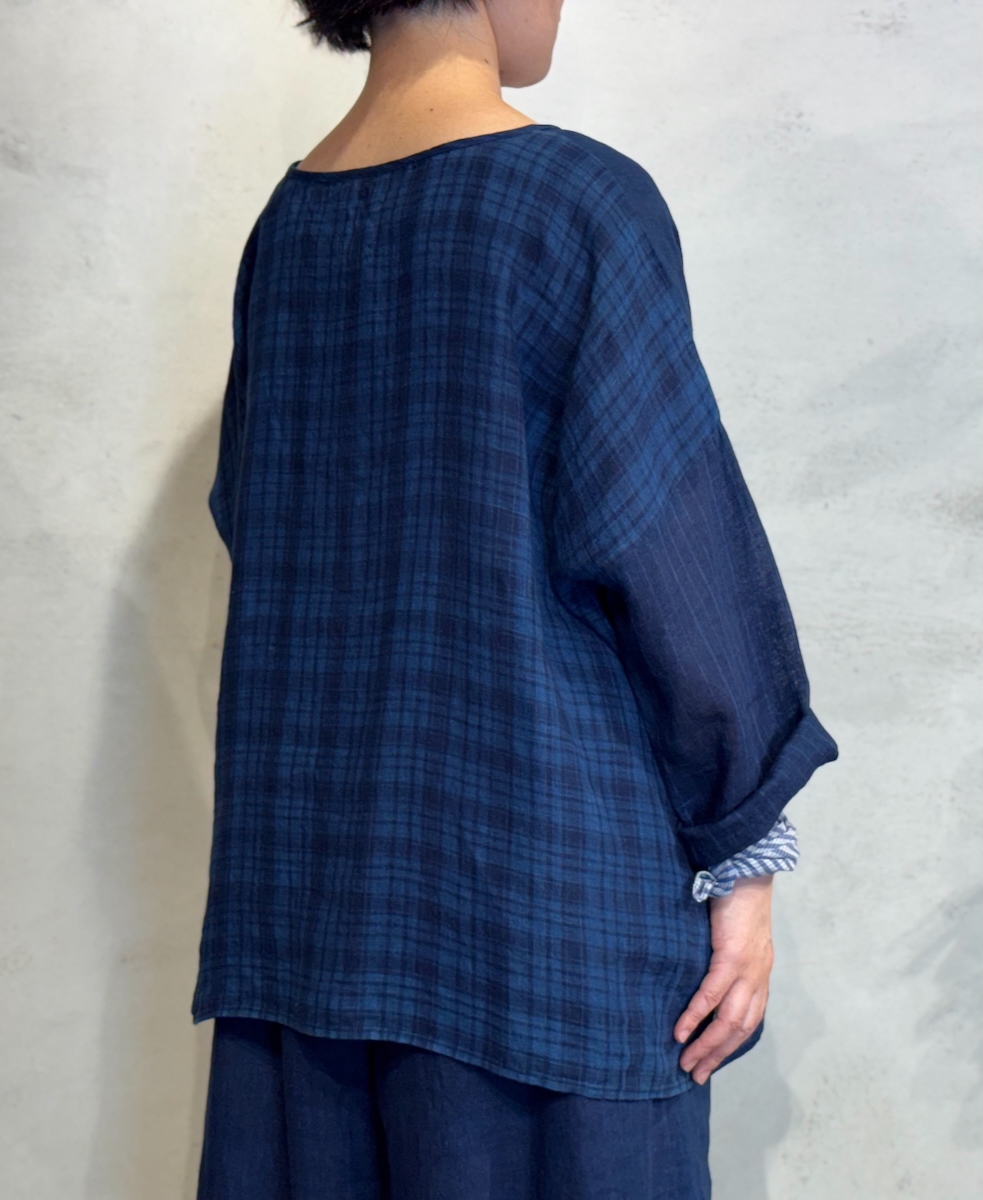 INMDS25123(スモック) YARN DYE NATURAL INDIGO DROP SHOULDER SMOCK