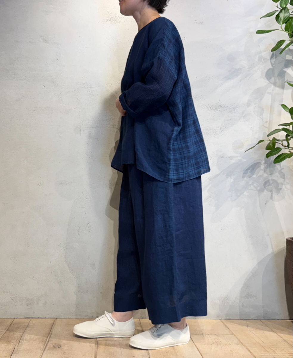 INMDS25123(スモック) YARN DYE NATURAL INDIGO DROP SHOULDER SMOCK