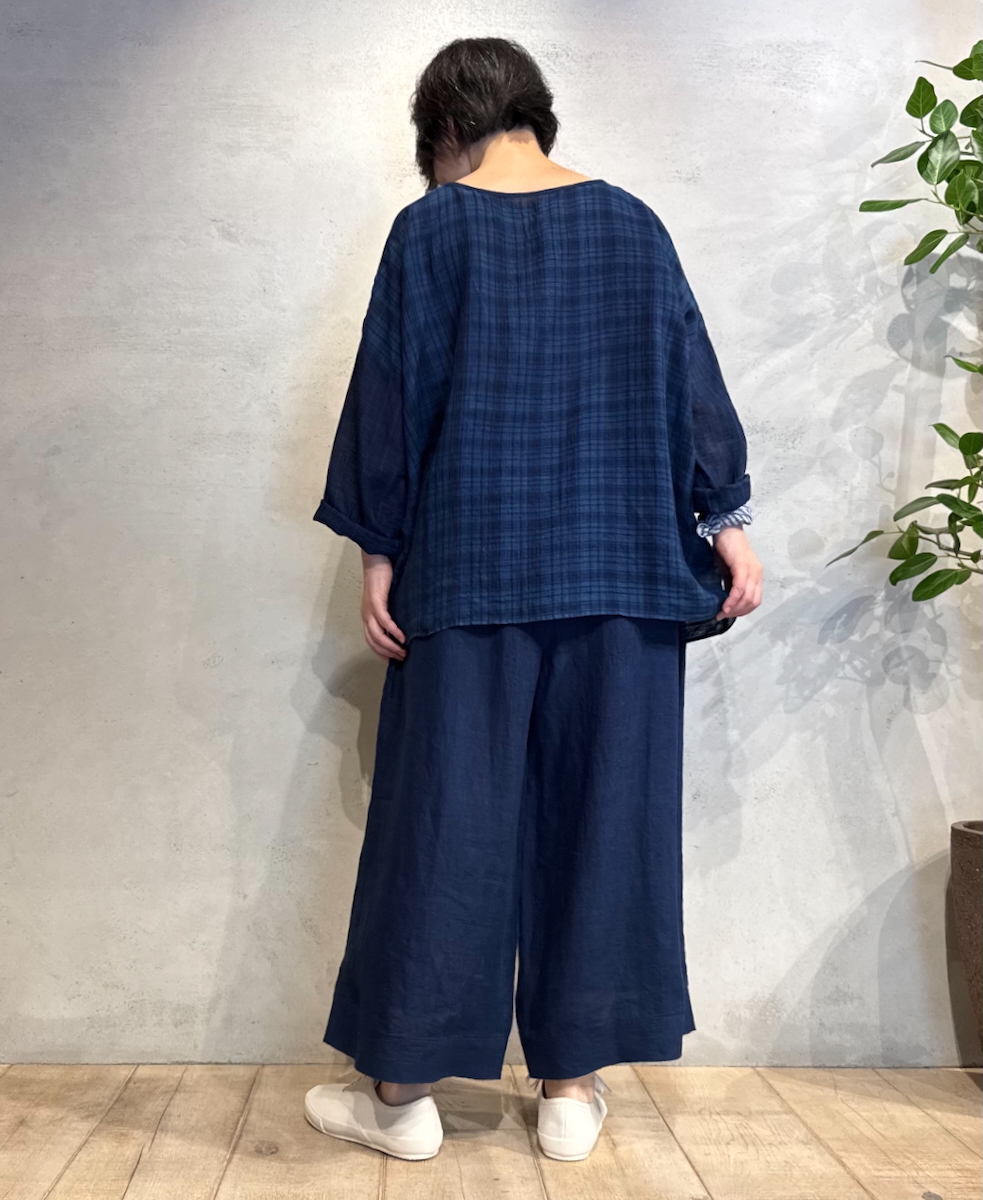 INMDS25123(スモック) YARN DYE NATURAL INDIGO DROP SHOULDER SMOCK