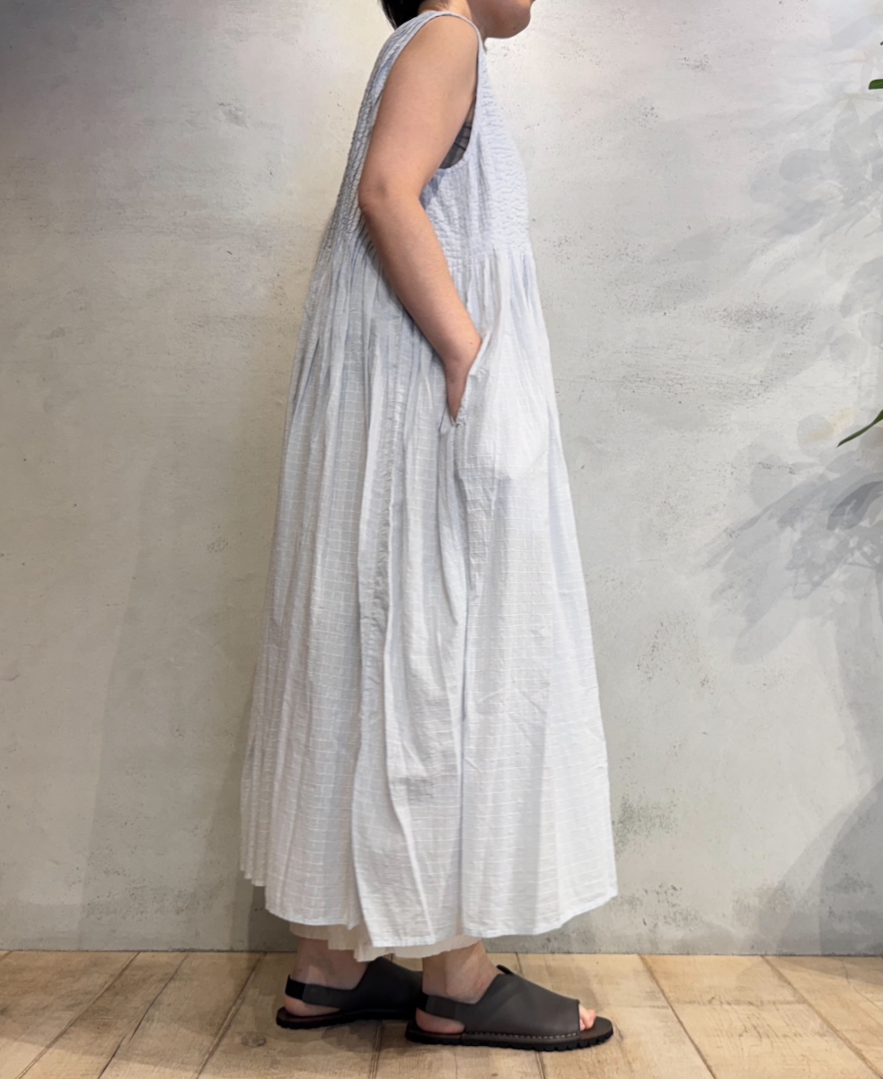 NMDS25255D(ワンピース) 80s ORGANIC DOBIE CHECK(OVERDYE) NO/SL PULLOVER DRESS WITH PINTUCK