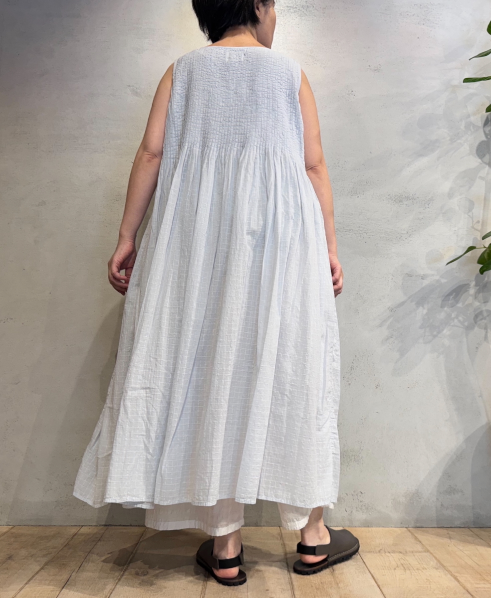 NMDS25255D(ワンピース) 80s ORGANIC DOBIE CHECK(OVERDYE) NO/SL PULLOVER DRESS WITH PINTUCK