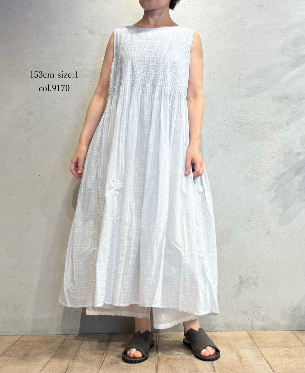 NMDS25255D(ワンピース) 80s ORGANIC DOBIE CHECK(OVERDYE) NO/SL PULLOVER DRESS WITH PINTUCK